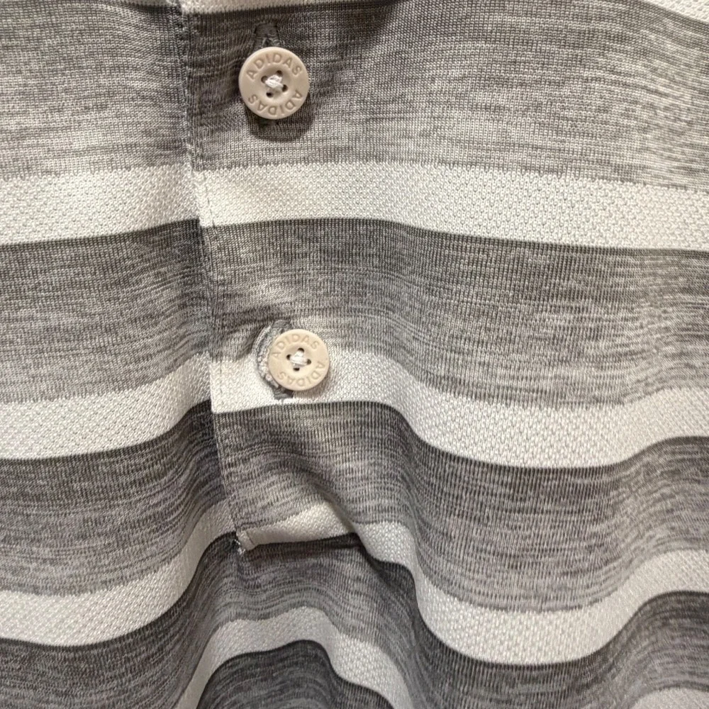 Adidas Mens Polo Shirt Striped Gray L‎